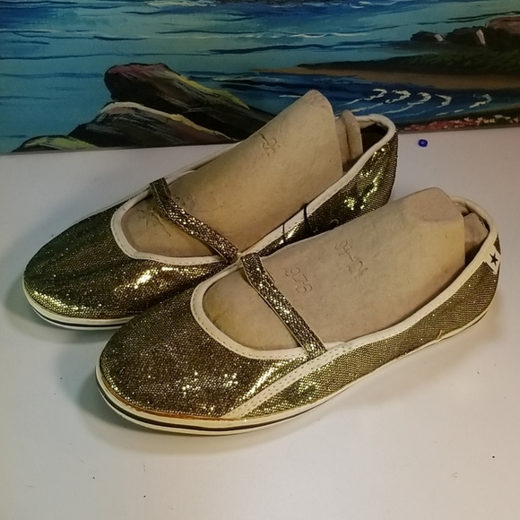 Converse one star sparkly gold slip on shoes S 5.5 - Picture 2 of 7